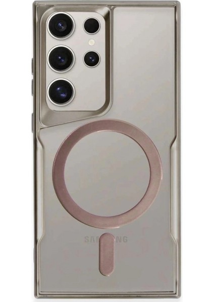 Samsung Galaxy S23 Ultra Kılıf Boyi Magsafe Silikon Kapak - Titan Gri (K95)