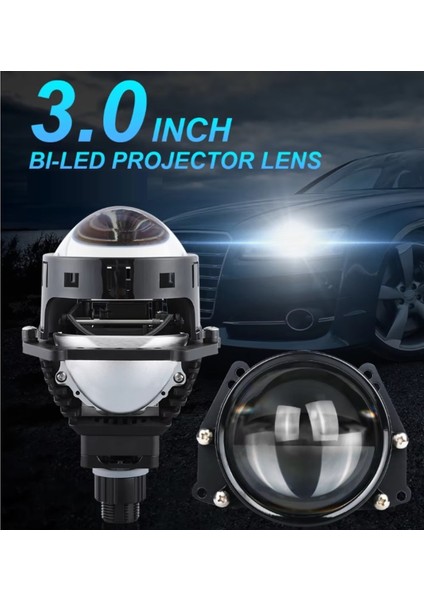 Vidalı Bi-Led Far Içi LED Mercek 3 Inc Vidalı Somunlu Kısa Uzun Birlikte Uyumlu