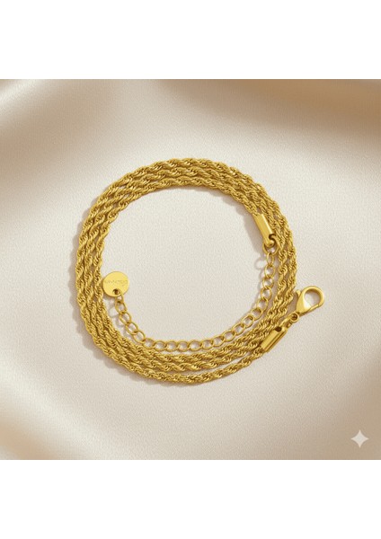Kadın Çelik Zincir - Burma Model - Altın Renk - 40 cm Uzunluk - 1,5 mm Genişlik fırsatları