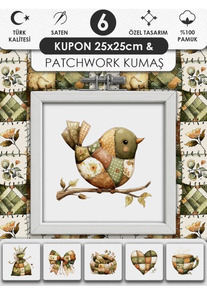 Patchwork Kumaş Seti – Dikiş ve Hobi Için %100 Pamuk Desenli Kumaş Kuponları