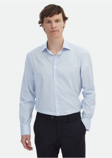 Mavi Mikro Regular Fit Dokuma Klasik %100 Pamuk Gömlek