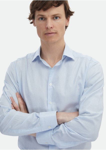 Mavi Mikro Regular Fit Dokuma Klasik %100 Pamuk Gömlek modelleri