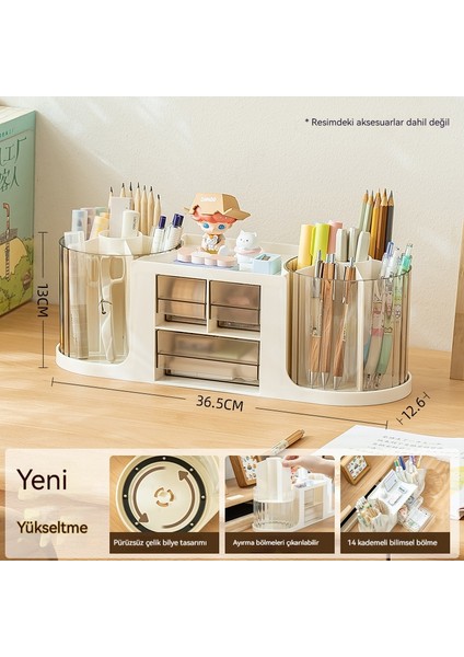 Döner Şeffaf Kalem Tutucu Kırtasiye Saklama Kutusu (Yurt Dışından)