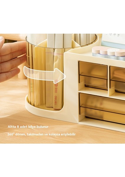 Döner Şeffaf Kalem Tutucu Kırtasiye Saklama Kutusu (Yurt Dışından) modelleri