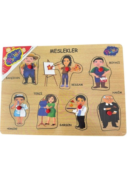 Ahşap Tutmalı Meslekler Puzzle