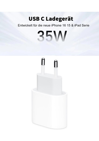Apple 35W USB-C Desteği / Isı Düşürücü Akım Korumalı Güç Adaptörü Şarj Aleti indirimleri