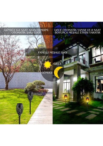 Solar Alev Efektli Bahçe Lambası modelleri