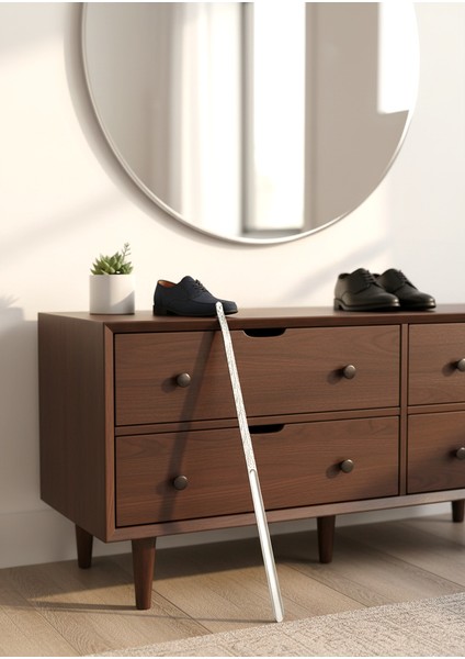 Damla Model Gümüş Ahşap El Oyması Ayakkabı Çekeceği 75 cm Kerata