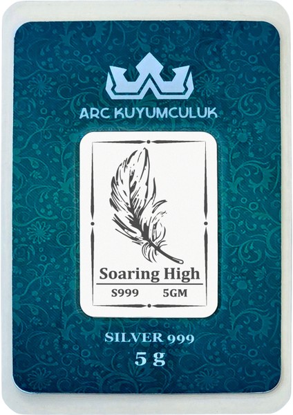 999 Ayar Gümüş ile Tasarlanmış Kuş Kanadı Temalı Hediyeye Özel 5 Gram Gümüş Külçesi-751