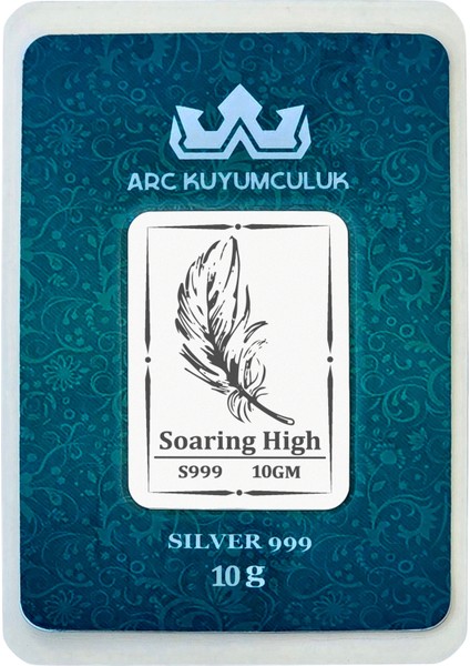Kuş Kanadı Temalı 999 Ayar Gümüş ile Üretilmiş Hediyeye Özel 10 Gram Gümüş Külçesi-751