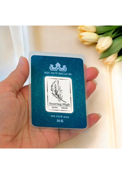 Kuş Kanadı Temalı 999 Ayar Gümüş ile Üretilmiş Hediyeye Özel 10 Gram Gümüş Külçesi-751 fiyatları