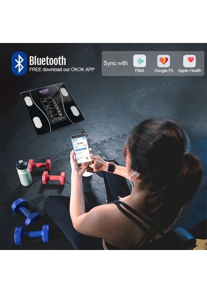 Akıllı Kablosuz Dijital Banyo ve Vücut Yağ Ağırlık Ölçeği Vücut Kompozisyonu Analizörü Bluetoothlu Tartı indirimleri