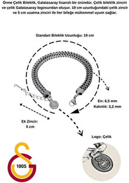 Gs Örme Çelik Bileklik Unisex Ayarlanabilir Gri Paslanmaz Çelik 19-23 cm