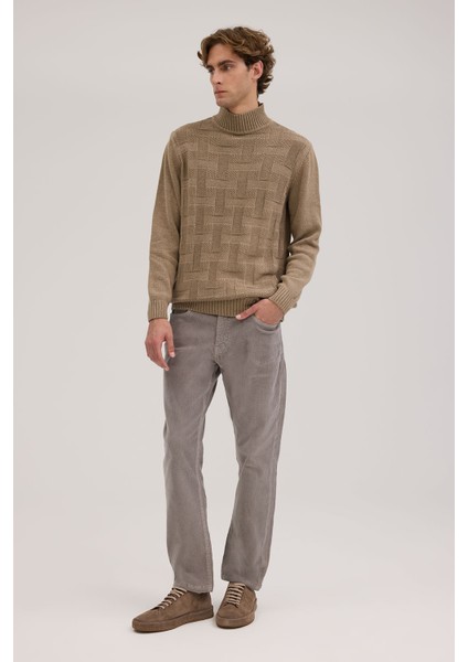 Vizon Slim Fit Yarım Balıkçı Yaka Erkek Triko