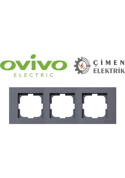 Füme Üçlü Çerçeve - Priz ve Anahtar Için Uyumlu Çerçeve