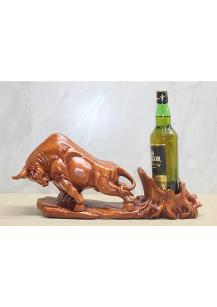 Polyester Boğa Figürü Şaraplık