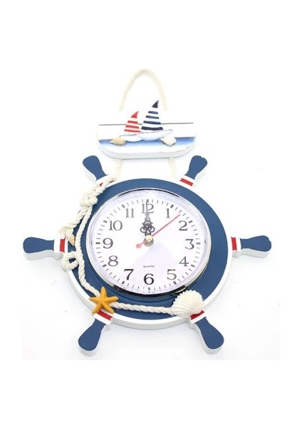 Ahşap Marin Dümenli Saat Model 2