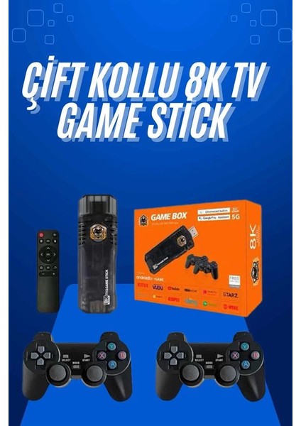 Game Stick Çift Oyun Konsolu Smart Tv Game Box 8k Ultra Hd 64 GB fiyatları