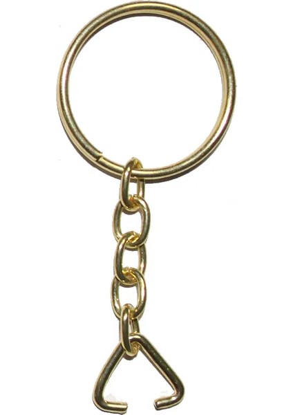 Eco Lounge Anahtarlık Halkası, Halka + Zincir + Üçgen, 24MM, Altın, Sarı, 1 Adet