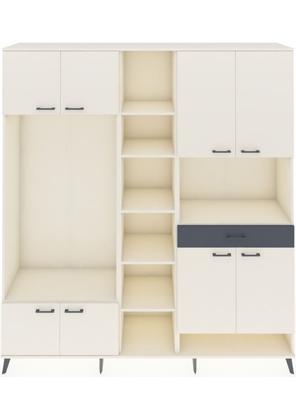 Hyperion Dolap 12 Raflı Tek Çekmeceli 8 Kapaklı 220X44X243 Aytaşı-Aytaşı/antrasit