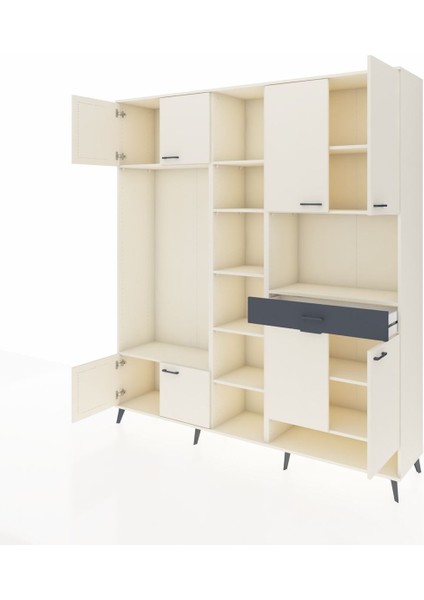 Hyperion Dolap 12 Raflı Tek Çekmeceli 8 Kapaklı 220X44X243 Aytaşı-Aytaşı/antrasit modelleri