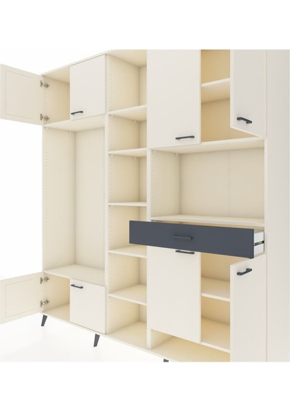 Hyperion Dolap 12 Raflı Tek Çekmeceli 8 Kapaklı 220X44X243 Aytaşı-Aytaşı/antrasit fırsatları