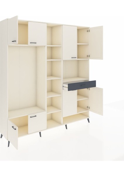 Hyperion Dolap 12 Raflı Tek Çekmeceli 8 Kapaklı 220X44X243 Aytaşı-Aytaşı/antrasit indirimleri