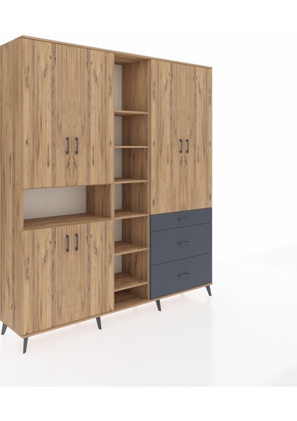 Hyperion Dolap 13 Raflı 3 Çekmeceli 6 Kapaklı 220X44X243 Çam-Çam/antrasit fiyatları