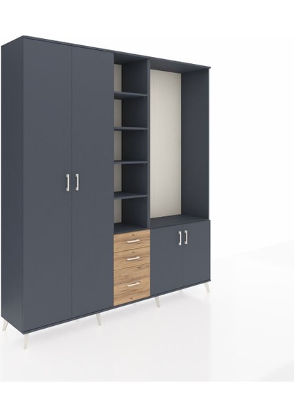 Hyperion Dolap 13 Raflı 3 Çekmeceli 4 Kapaklı 220X44X243 Antrasit-Antrasit/çam fiyatları