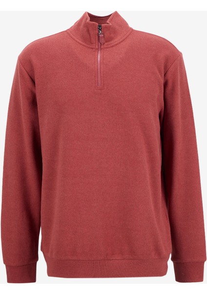 Bato Yaka Düz Örgü Desenli Kiremit Erkek Sweatshırt MML5WM-SWT9517