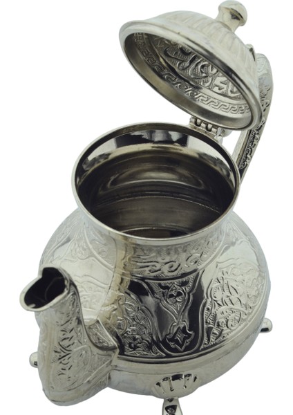 Dekoratif Gümüş Renkli Zarif İşlemeli Metal İbrik Demlik (17cmx22cm) m2 modelleri