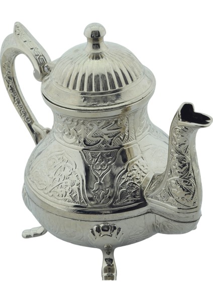 Dekoratif Gümüş Renkli Zarif İşlemeli Metal İbrik Demlik (17cmx22cm) m2 fırsatları