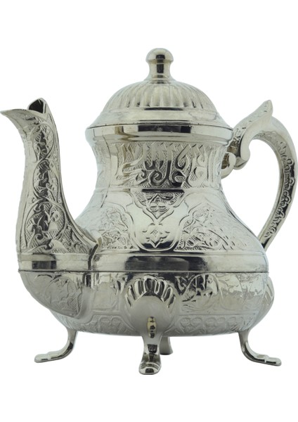 Dekoratif Gümüş Renkli Zarif İşlemeli Metal İbrik Demlik (17cmx22cm) m2 indirimleri