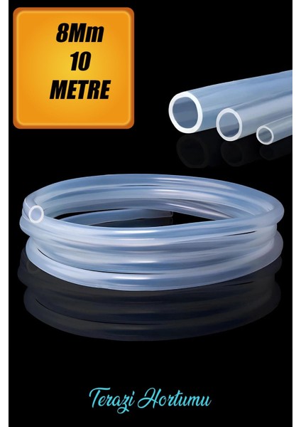 10 Metre Şeffaf Terazi Hortumu (Iç Çap 8 Mm) Termosifon Otomobil Kapı Fitili