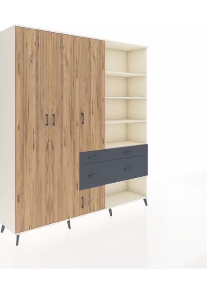 Hyperion Dolap 14 Raflı 4 Çekmeceli 4 Kapaklı 220X44X243 Aytaşı-Çam/antrasit fiyatları