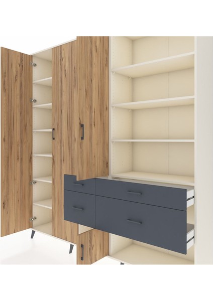 Hyperion Dolap 14 Raflı 4 Çekmeceli 4 Kapaklı 220X44X243 Aytaşı-Çam/antrasit fırsatları