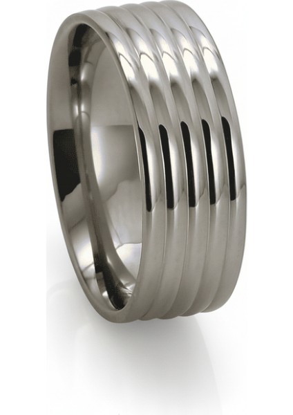 Gümüş Renk Beş Sıra Tasarım 316L Kalite Paslanmaz Çelik Erkek Yüzük Alyans - 23 Ölçü
