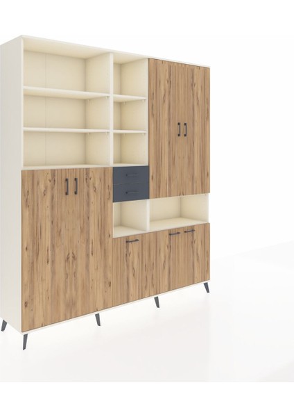 Hyperion Dolap 17 Raflı 2 Çekmeceli 7 Kapaklı 220X44X243 Aytaşı-Çam/antrasit fiyatları