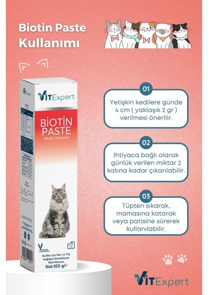 Biotin Paste Tüm Kediler Için Tüy Sağlığı Destekleyici ve Tüy Dökülmesi Önleyici Malt Macun 100 gr indirimleri