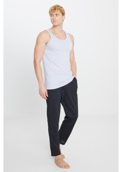 Erkek Gri Melanj Standart Fit Normal Kesim Pamuklu 2'li Atlet Paketi modelleri