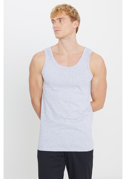 Erkek Gri Melanj Standart Fit Normal Kesim Pamuklu 2'li Atlet Paketi fırsatları