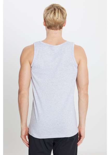 Erkek Gri Melanj Standart Fit Normal Kesim Pamuklu 2'li Atlet Paketi