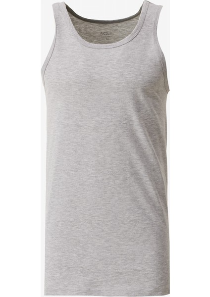 Erkek Gri Melanj Standart Fit Normal Kesim Pamuklu 2'li Atlet Paketi