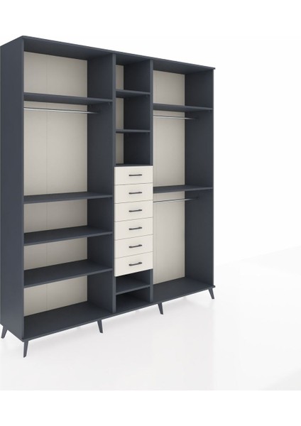 Hyperion Dolap 10 Raflı 6 Çekmeceli 3 Askılı 220X44X243 Antrasit-Antrasit/aytaşı fiyatları