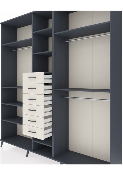 Hyperion Dolap 10 Raflı 6 Çekmeceli 3 Askılı 220X44X243 Antrasit-Antrasit/aytaşı fırsatları