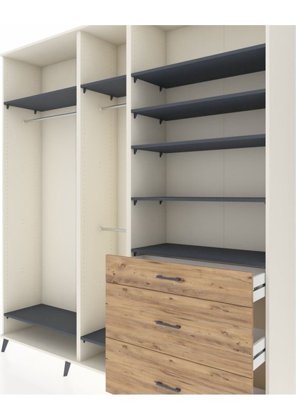 Hyperion Dolap 9 Raflı 3 Çekmeceli 3 Askılı 220X44X243 Aytaşı-Antrasit/çam fırsatları