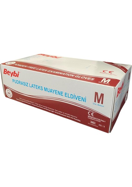 Pudrasız Lateks Muayne Eldiveni 100'LÜ - M Beden