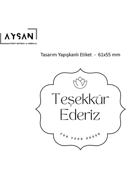 Teşekkür Ederiz Etiketi 61MM x 55MM