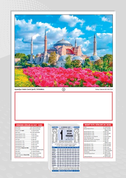 2026 Türkiye Takvimi, Duvar Takvimi, Namaz Vakti,