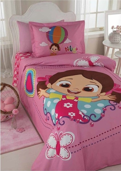 Tek Kişilik Lisanslı Niloya Kelebek Pembe Ranforce Nevresim Takımı